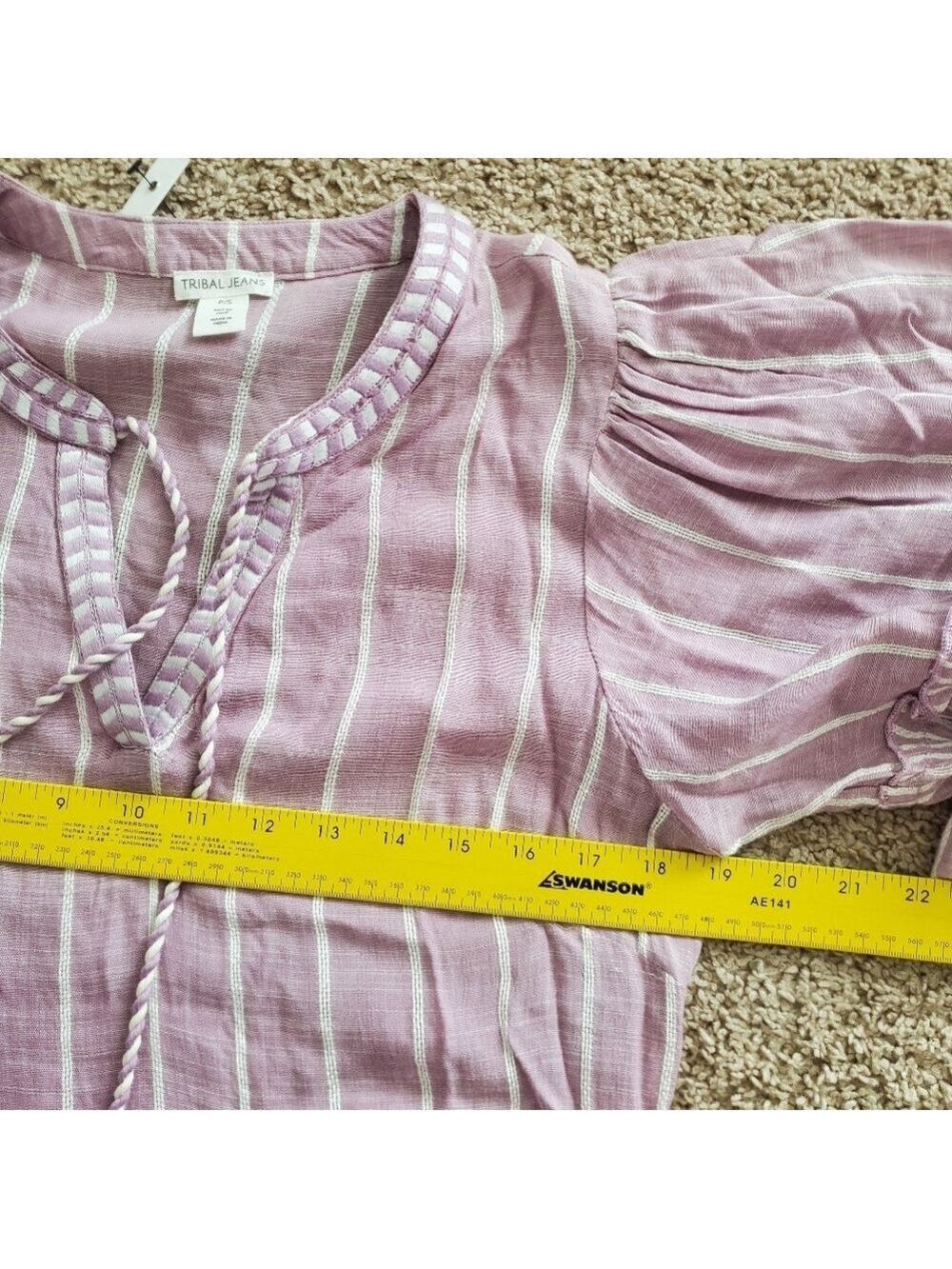 Tribal Jeans Dress Petite Small Women's Boho Ruffle Spring Pastel - Picture 8 of 11
